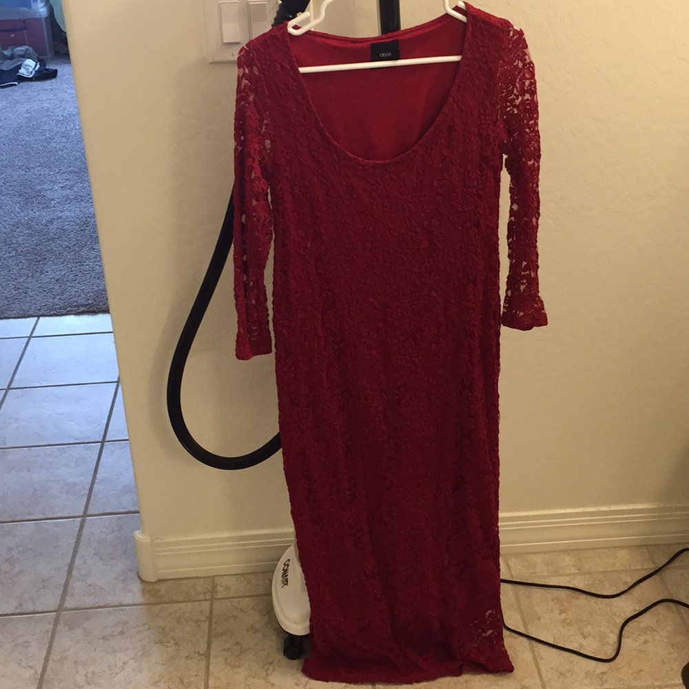 ASOS maternity lace burgundy dress